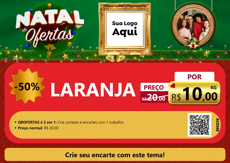 Modelo de Cartaz para Cartaz A4 Horizontal com o tema Natal de Ofertas para Hortifrúti