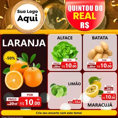Modelo de Rede Social para Feed Facebook com o tema Quintou do Real para Hortifrúti