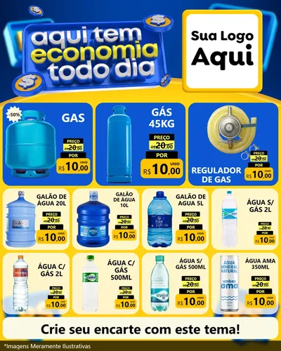 Modelo de Rede Social para Feed Instagram com o tema Aqui Tem Economia Todo Dia para Água e gás