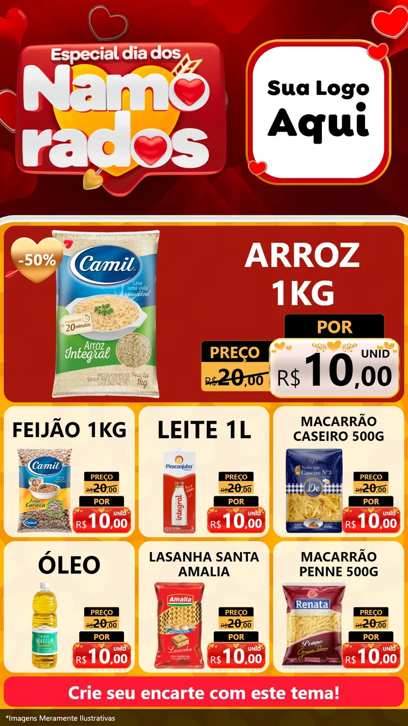 Modelo de Rede Social para Stories com o tema Especial Dia dos Namorados para Supermercado