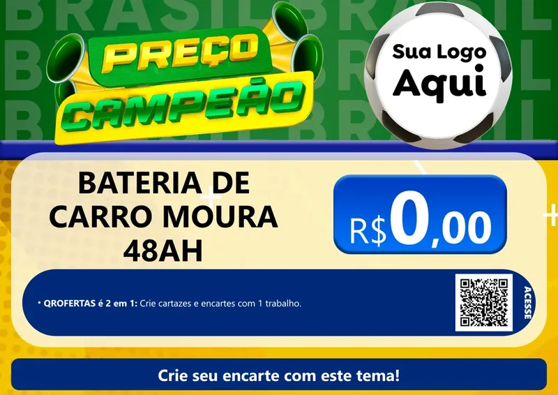Modelo de Cartaz para Cartaz A4 Horizontal com o tema Preço Campeão - Copa para Baterias Elétricas