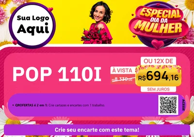 Modelo de Cartaz para Cartaz A4 Horizontal com o tema Especial Dia da Mulher para Concessionaria de Motos