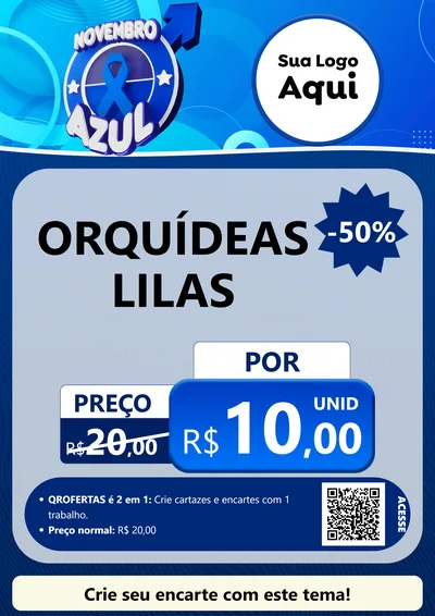 Modelo de Cartaz para Cartaz A4 Vertical com o tema Novembro Azul para Floricultura e jardim