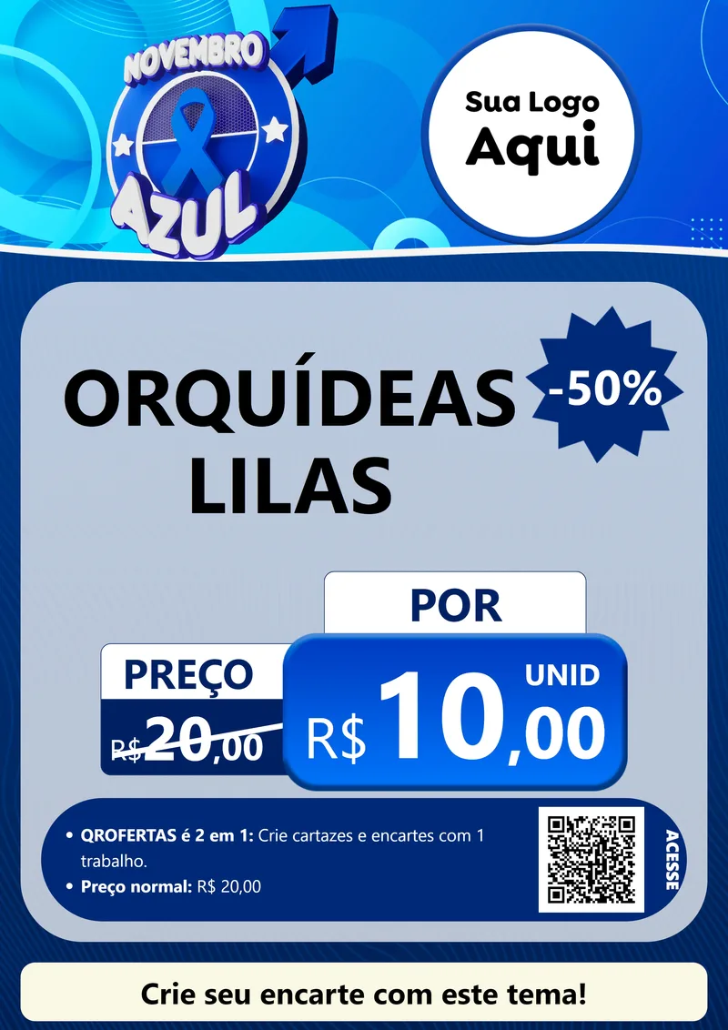 Modelo de Cartaz para Cartaz A4 Vertical com o tema Novembro Azul para Floricultura e jardim