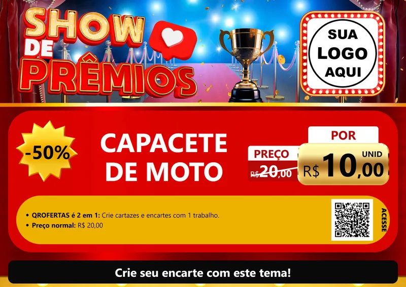 Modelo de Cartaz para Cartaz A4 Horizontal com o tema Show de Prêmios para Moto peças