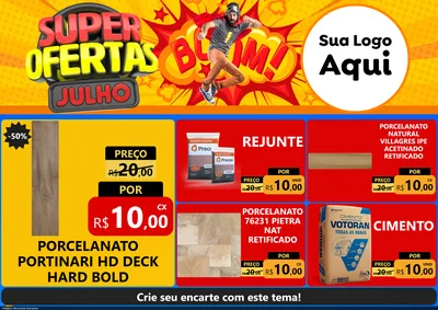 Modelo de Encarte para Encarte A4 Horizontal com o tema Super Ofertas Julho para Pisos e revestimentos
