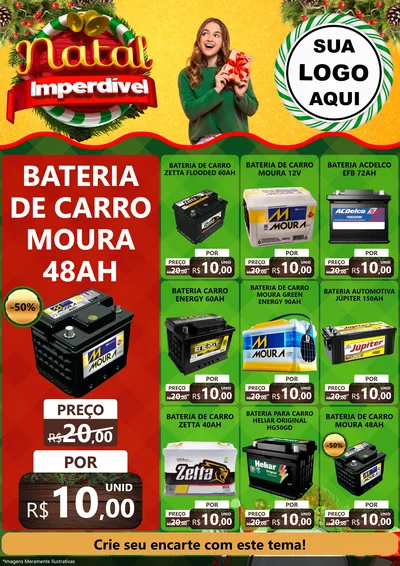 Modelo de Encarte para Encarte A4 Vertical com o tema Natal Imperdível para Baterias Elétricas
