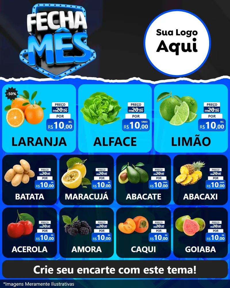 Modelo de Rede Social para Feed Instagram com o tema Fecha Mês para Hortifrúti