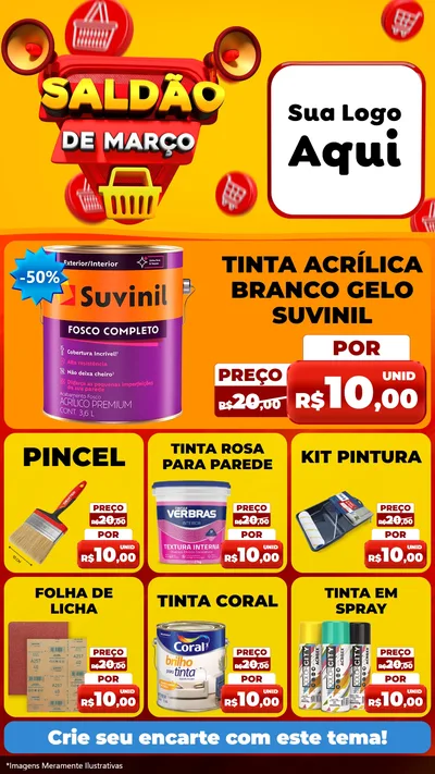 Modelo de Rede Social para Stories com o tema Saldão de Março para Tintas e Ferramentas