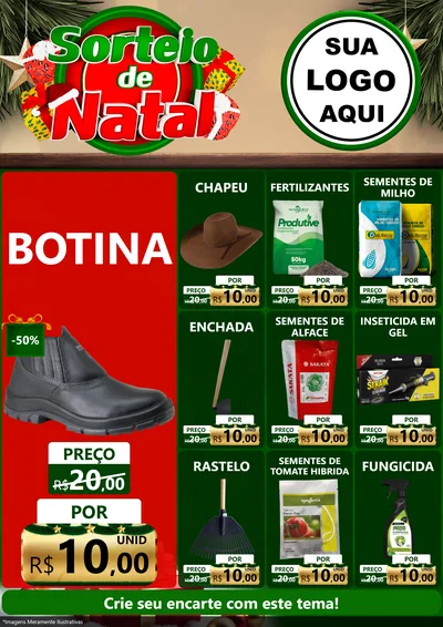 Modelo de Encarte para Encarte A4 Vertical com o tema Sorteio de Natal para Agropecuária