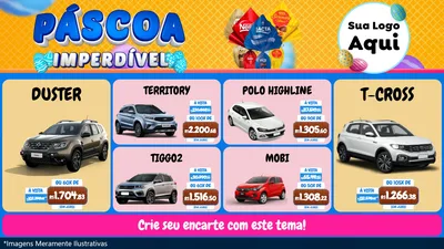 Modelo de TV para TV Horizontal com o tema Páscoa Imperdível para Concessionaria de Carros