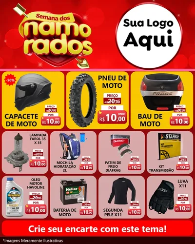 Modelo de Rede Social para Feed Instagram com o tema Semana dos namorados para Moto peças