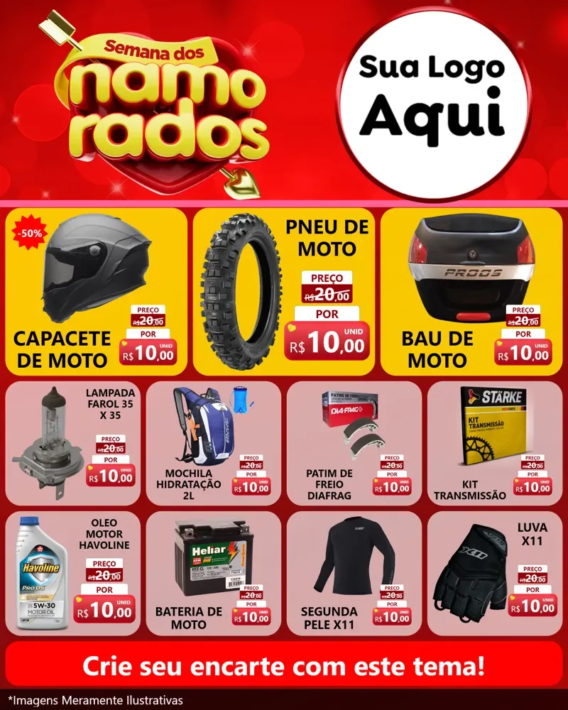 Modelo de Rede Social para Feed Instagram com o tema Semana dos namorados para Moto peças