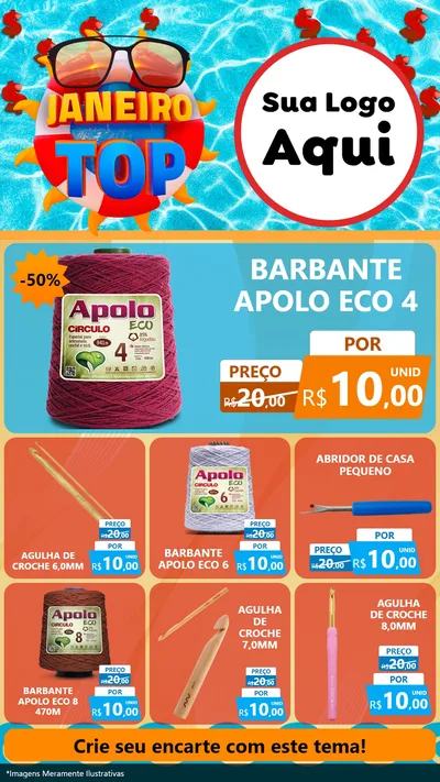 Modelo de Rede Social para Stories com o tema Janeiro Top para Armarinho e Aviamentos