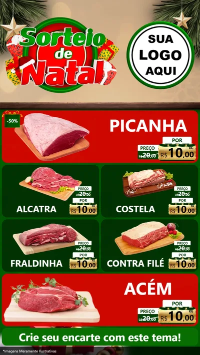Modelo de TV para TV Vertical com o tema Sorteio de Natal para Açougue