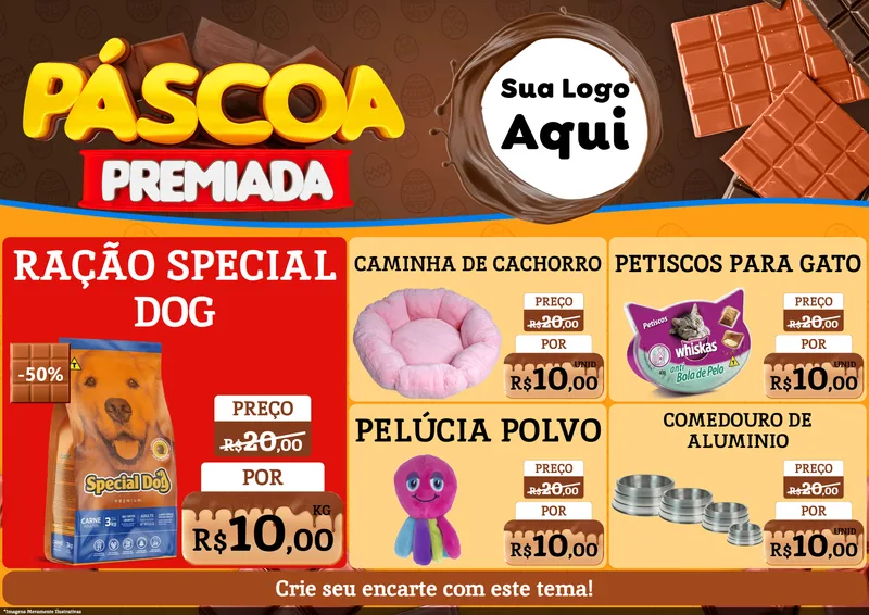 Modelo de Encarte para Encarte A4 Horizontal com o tema Páscoa Premiada para Pet Shop