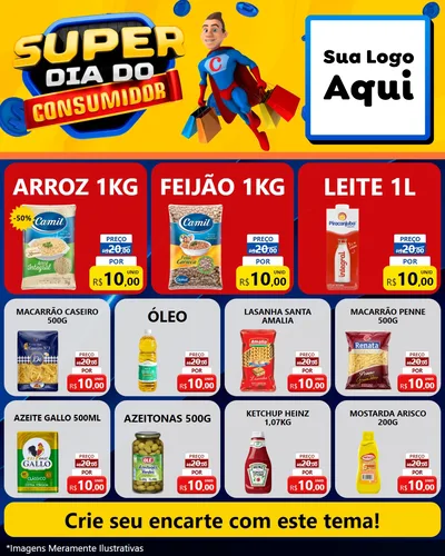 Modelo de Rede Social para Feed Instagram com o tema Super Dia do Consumidor para Supermercado
