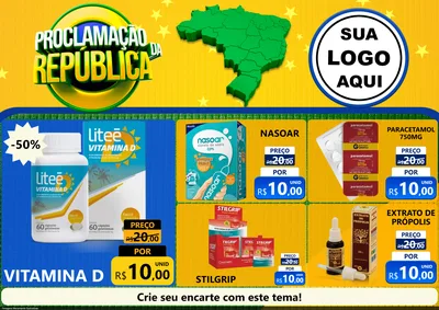 Modelo de Encarte para Encarte A4 Horizontal com o tema Proclamação da República para Farmácia