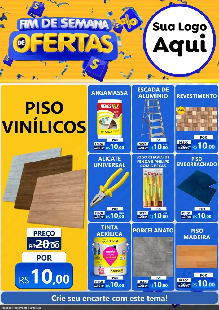 Modelo de Encarte para Encarte A4 Vertical com o tema Fim de Semana de Ofertas para Material para Construção