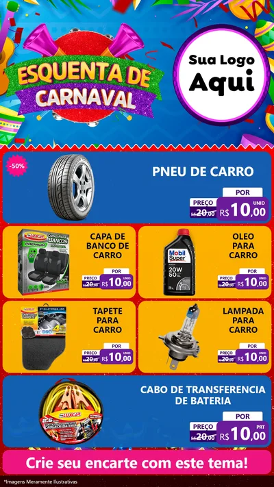 Modelo de TV para TV Vertical com o tema Esquenta de Carnaval para Auto peças