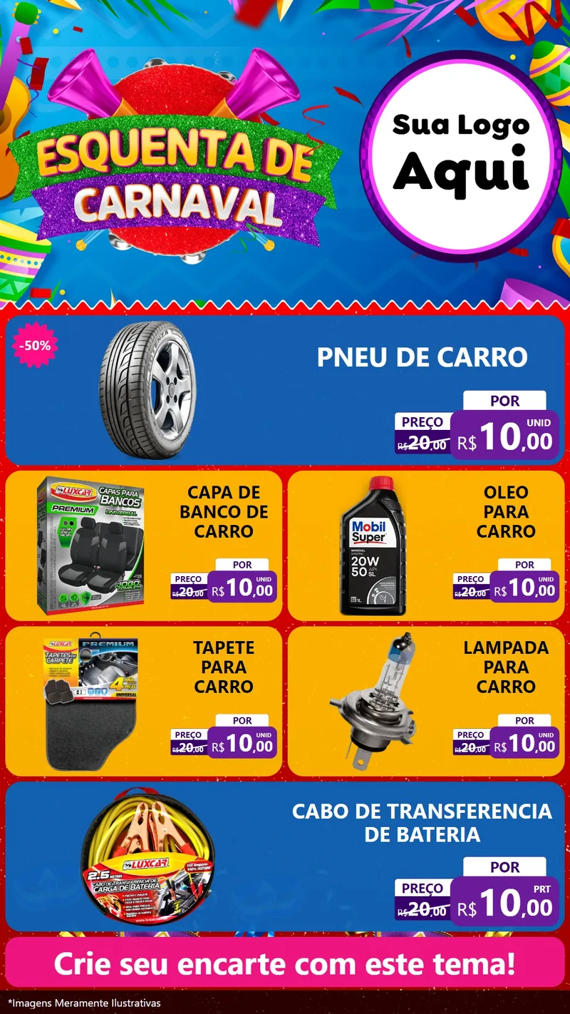 Modelo de TV para TV Vertical com o tema Esquenta de Carnaval para Auto peças