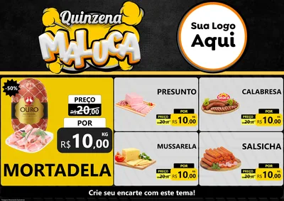 Modelo de Encarte para Encarte A4 Horizontal com o tema Quinzena Maluca para Frios e Laticínios