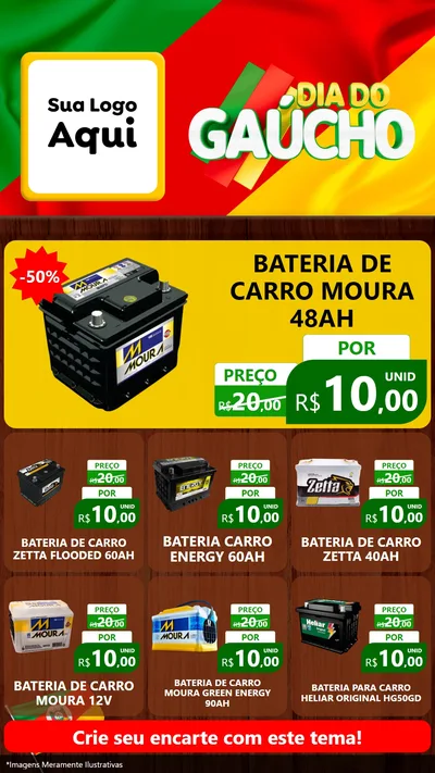 Modelo de Rede Social para Stories com o tema Dia do Gaúcho para Baterias Elétricas