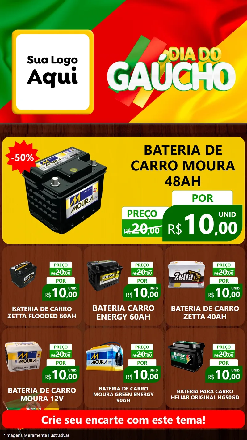 Modelo de Rede Social para Stories com o tema Dia do Gaúcho para Baterias Elétricas