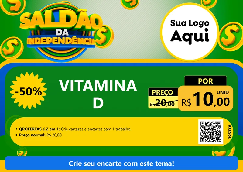 Modelo de Cartaz para Cartaz A4 Horizontal com o tema Saldão da Indepêndencia para Farmácia