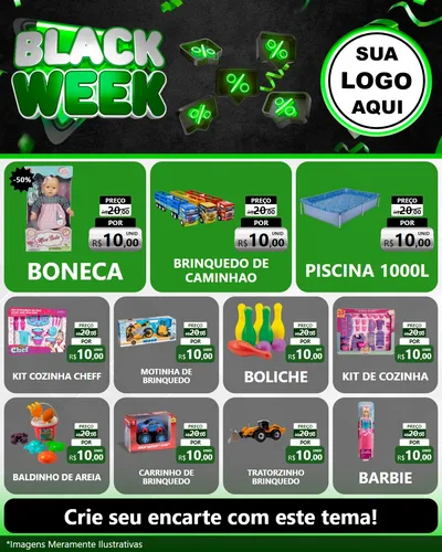 Modelo de Rede Social para Feed Instagram com o tema Black Week para Brinquedos