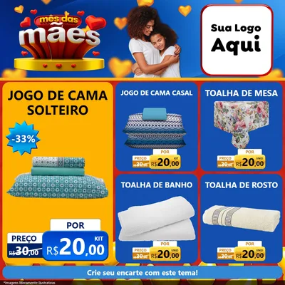 Modelo de Rede Social para Feed Facebook com o tema Mês das Mães para Cama, Mesa e Banho