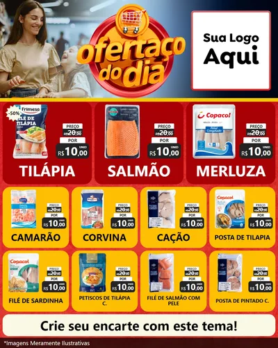 Modelo de Rede Social para Feed Instagram com o tema Ofertaço Do Dia para Peixaria