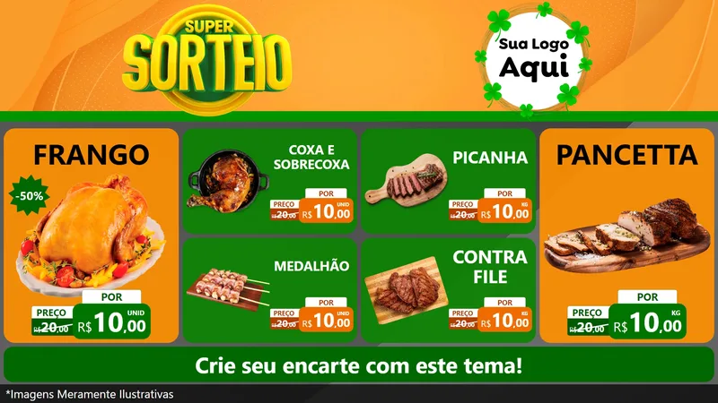 Modelo de TV para TV Horizontal com o tema Super Sorteio para Assados