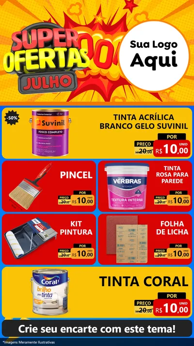 Modelo de TV para TV Vertical com o tema Super Ofertas Julho para Tintas e Ferramentas