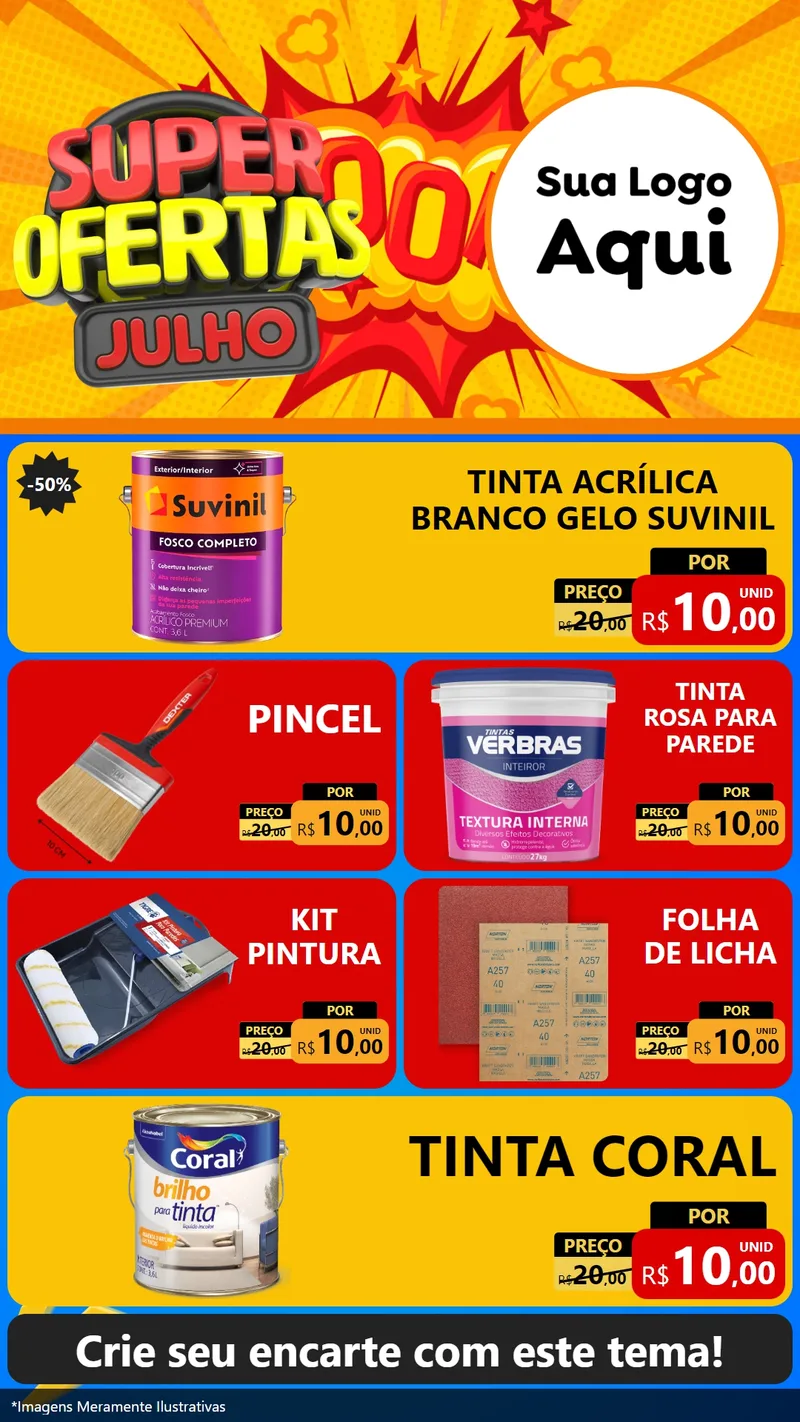 Modelo de TV para TV Vertical com o tema Super Ofertas Julho para Tintas e Ferramentas