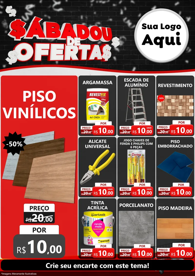 Modelo de Encarte para Encarte A4 Vertical com o tema Sabadou de Ofertas para Material para Construção