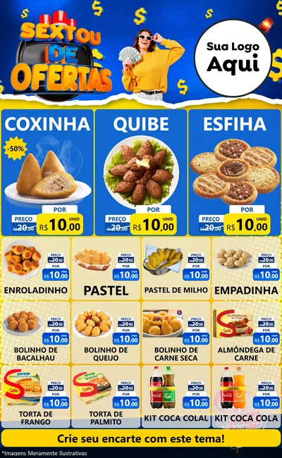 Modelo de Encarte para Encarte Grande com o tema Sextou de Ofertas para Salgadaria