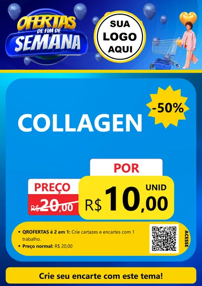 Modelo de Cartaz para Cartaz A4 Vertical com o tema Ofertas de Fim de Semana para Suplementos alimentares