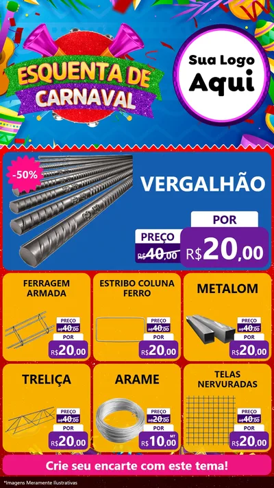 Modelo de Rede Social para Stories com o tema Esquenta de Carnaval para Ferragens