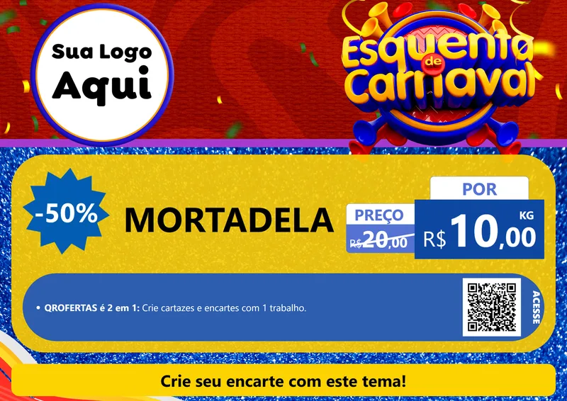 Modelo de Cartaz para Cartaz A4 Horizontal com o tema Esquenta de Carnaval para Frios e Laticínios