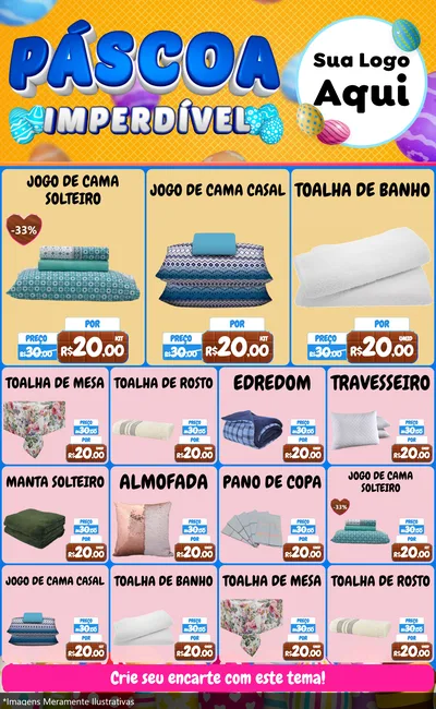 Modelo de Encarte para Encarte Grande com o tema Páscoa Imperdível para Cama, Mesa e Banho