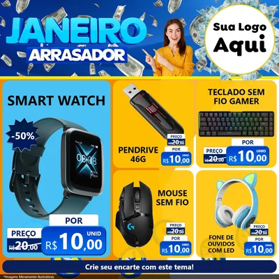 Modelo de Rede Social para Feed Facebook com o tema Janeiro Arrasador para Informática
