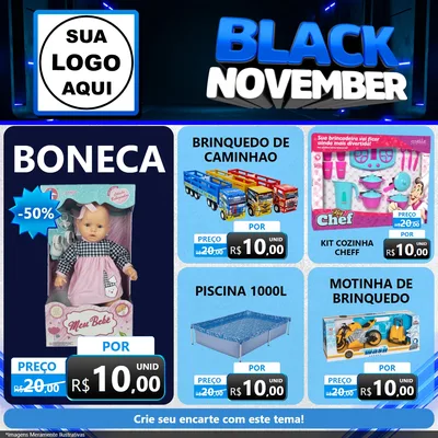 Modelo de Rede Social para Feed Facebook com o tema Black November para Brinquedos