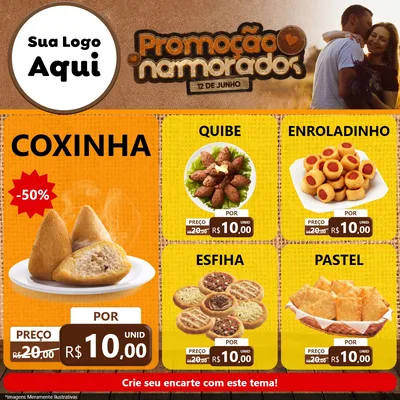 Modelo de Rede Social para Feed Facebook com o tema Promoção Namorados para Salgadaria