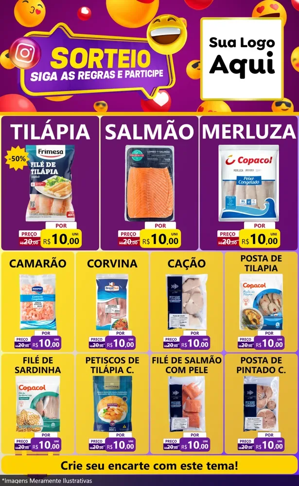Modelo de Encarte para Encarte Grande com o tema Sorteio para Peixaria