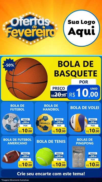 Modelo de Rede Social para Stories com o tema Ofertas de Fevereiro para Artigos Esportivos