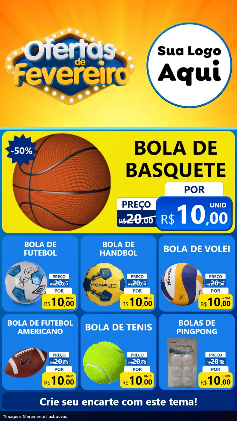 Modelo de Rede Social para Stories com o tema Ofertas de Fevereiro para Artigos Esportivos