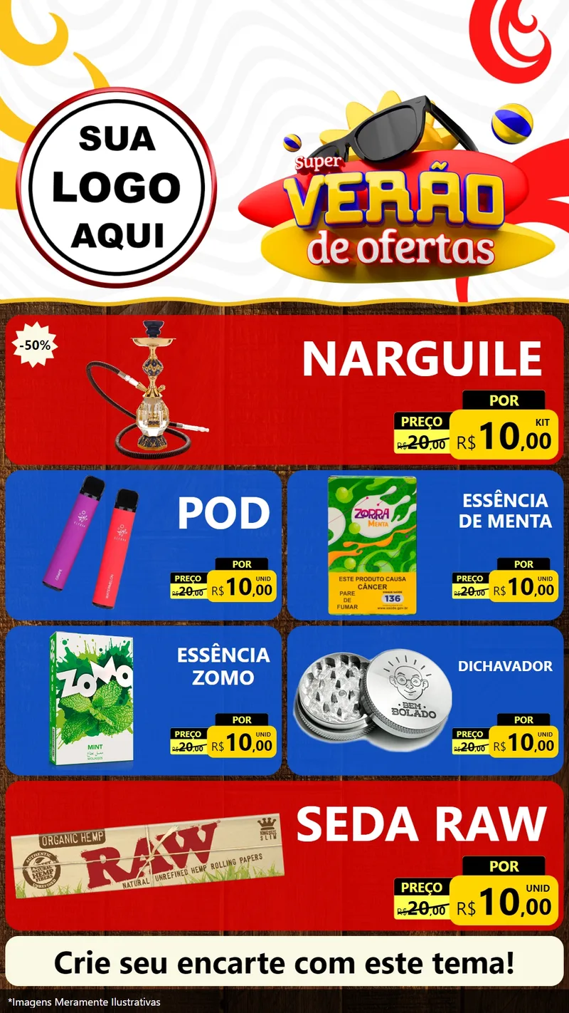 Modelo de TV para TV Vertical com o tema Super Verão de Ofertas para Tabacaria