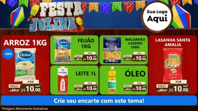 Modelo de TV para TV Horizontal com o tema Festa Julina para Supermercado