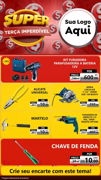 Modelo de TV para TV Vertical com o tema Super Terça Imperdível para Maquinas e Ferramentas